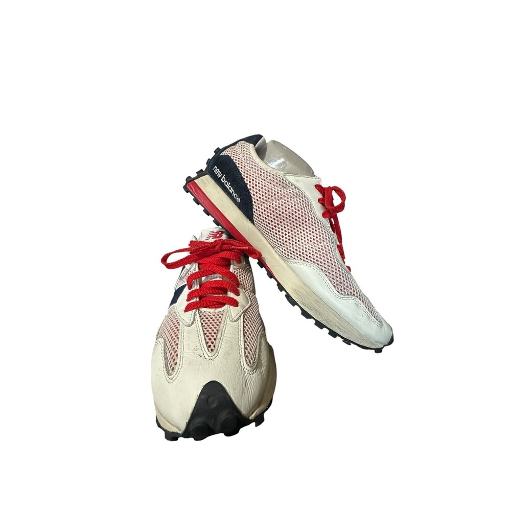 New Balance 327 White Blue Red Men's Low Top Leather Textile Sneakers Sz 12 - Picture 4 of 9